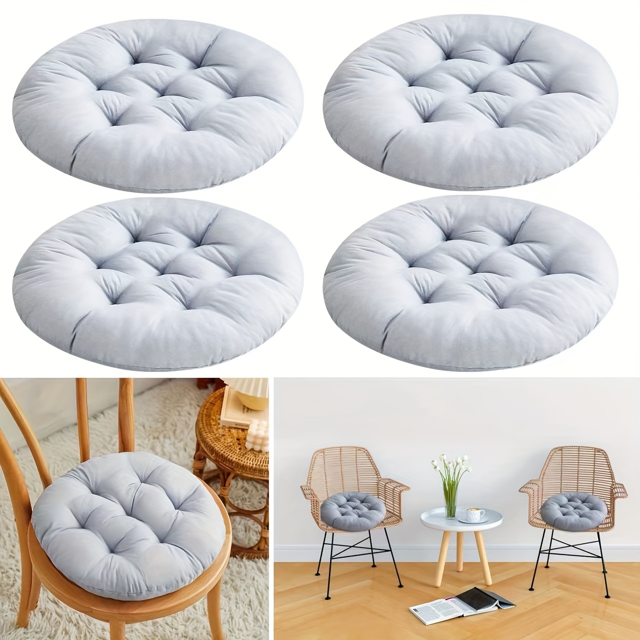 piezas cojines redondos súper gruesos fundas sillas Temu Spain