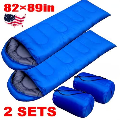 cold sleeping bag 1 2pcs light weight 4 season weather sleep bags envelope design with drawstring closure adjustable head strap for camping backpacking hiking mountaineering indoor outdoor use winter hiking travel