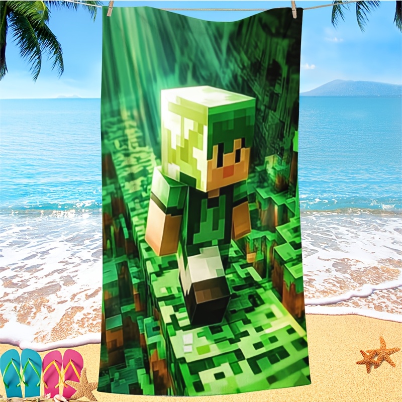TEMU 1 Pixel Beach Towel With Background, Made Of Soft And Super Absorbent Microfiber. Lightweight And Windproof, Perfect For Beach Parties, Travel,
