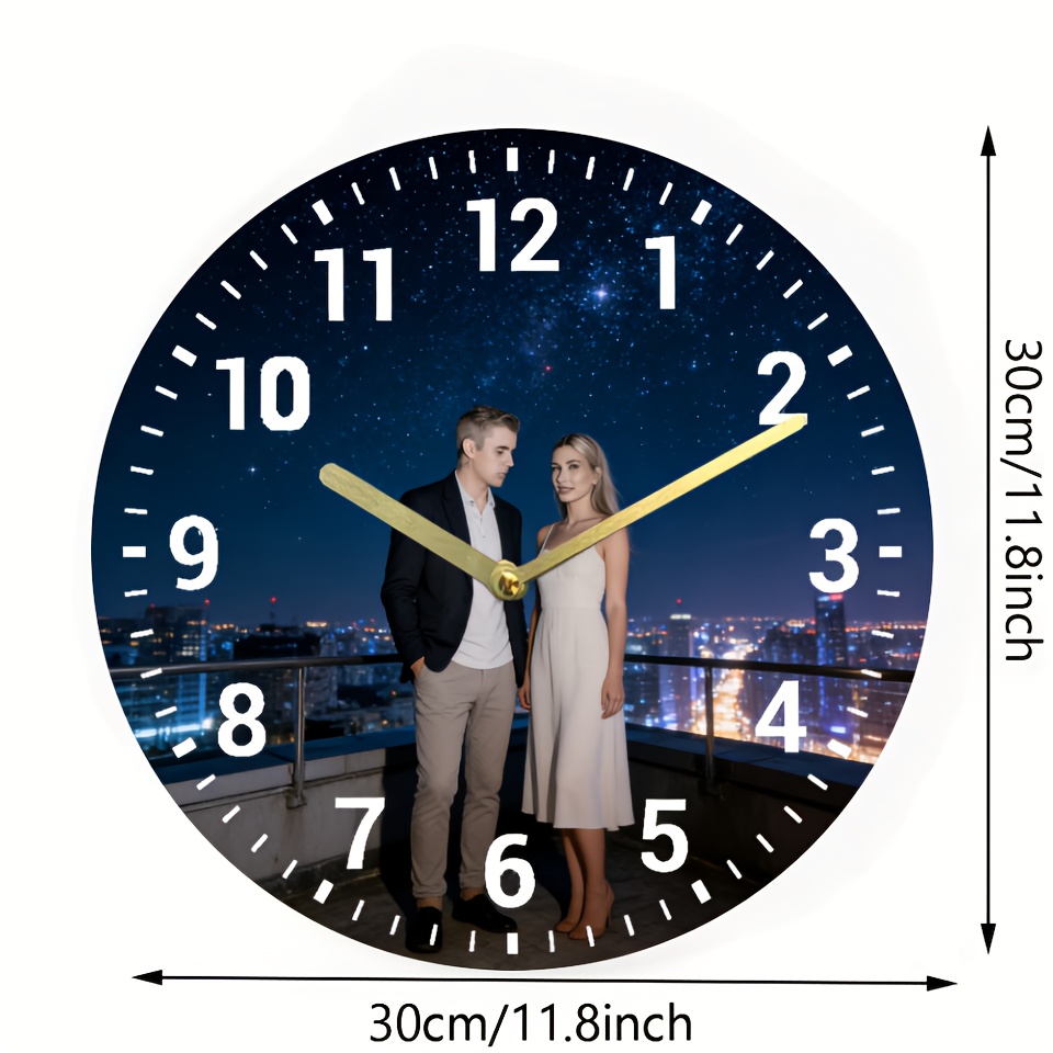 TEMU This Custom Wooden Wall Clock Operates Silently, Ensuring 't Disturb . It Features Uv High-definition Printing That Won't Fade, And From And