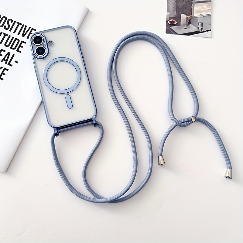 TEMU para Teléfono - Una Lujosa Correa de Collar con una Magnética Transparente Recubierta Adecuada para iPhone 17, Air 16, 14, 15 Plus, 12, 13 Pro