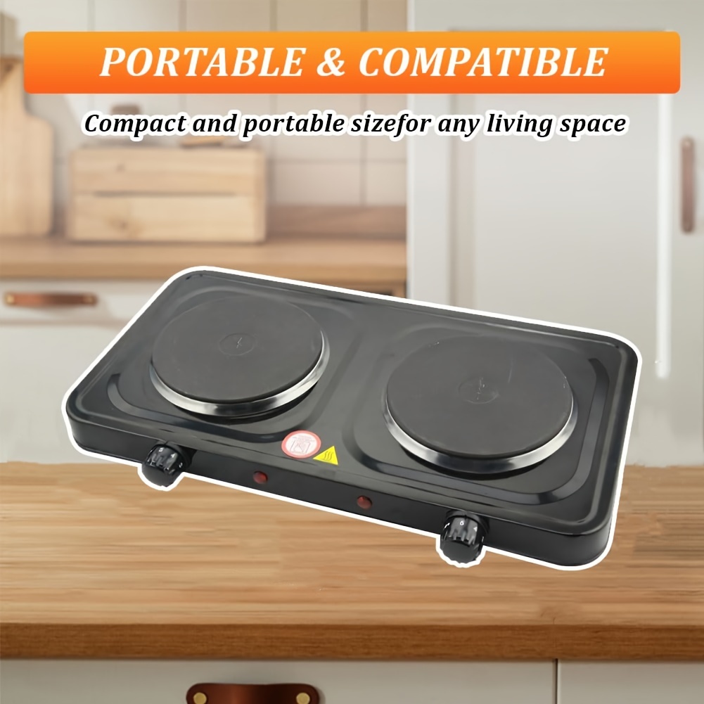 

1pc Portable Hot Plate, 2500w Adjustable Temperature, Knob, Cast Iron Cooktop, Compatible With All Cookware, 110-130v Ac, Us Plug, Aluminum Body, For Home, Apartment, Camp, Rv