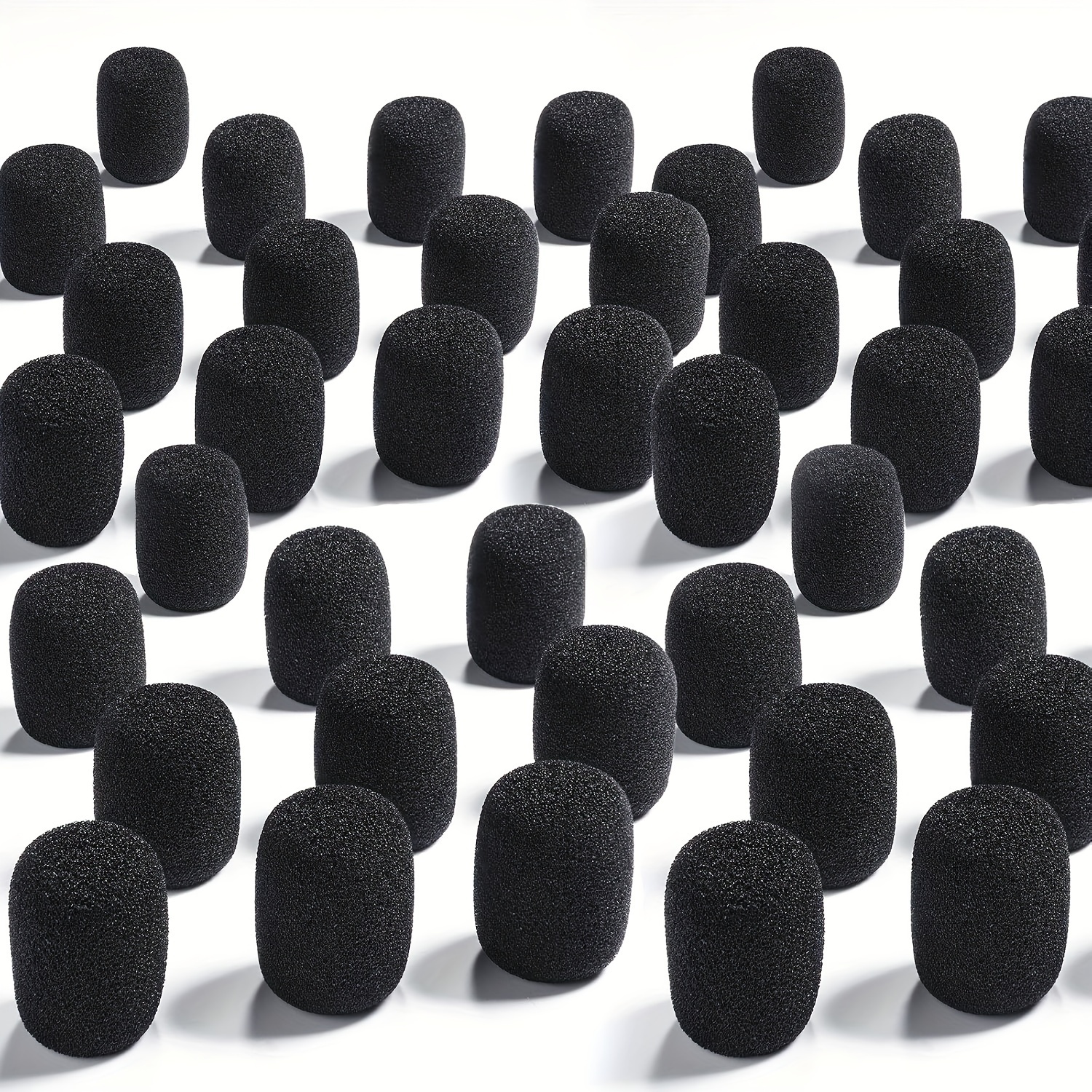 

50pcs Microphone Windscreen Headset Mic Covers Foam Protection For Small Lapel And Lavalier Microphones (black)