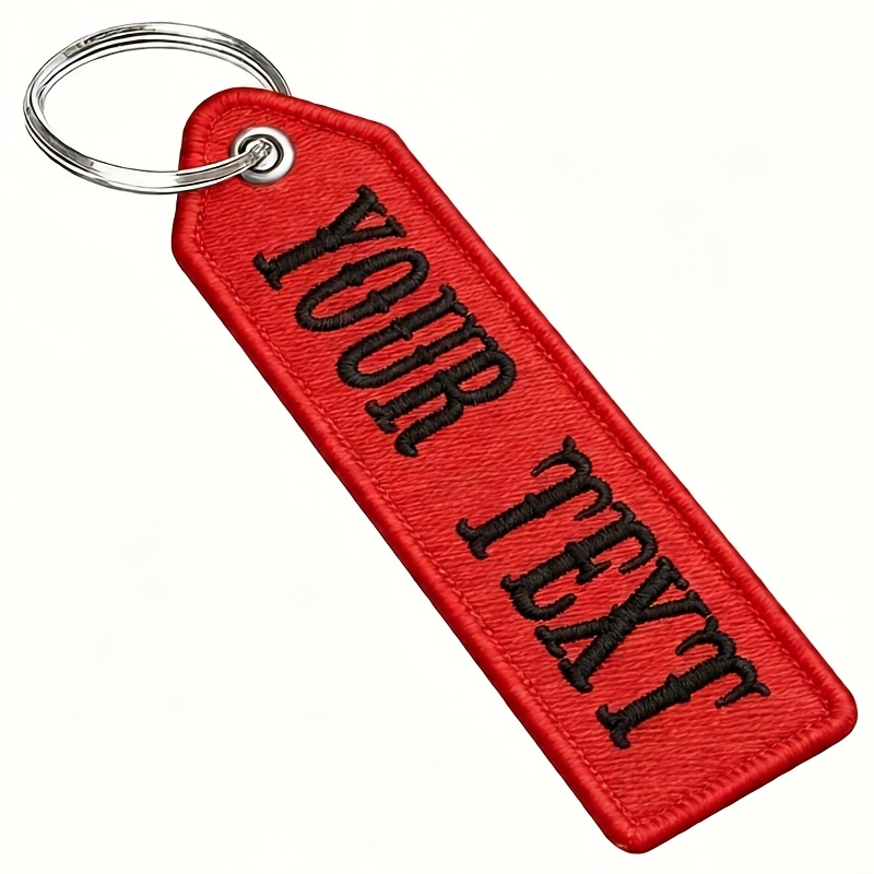 TEMU (customized) Colorful Tag 1pc Double-sided Embroidered Text Pointed Shape Unique Font Design Backpack Tag Luggage Tag Luggage Tag Keychain Tag