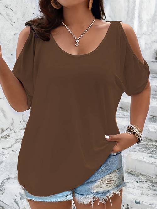 plus size plus size off shoulder solid color top