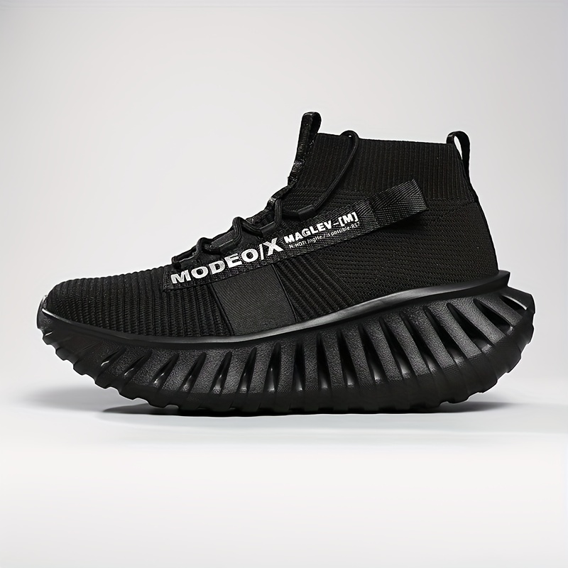Men's Fashion Mid-Top Shoes, Men's Casual Sneakers, Breathable Mesh, Lightweight and Shock-Absorbing, Wide Elastic Band Design for a Snug Fit