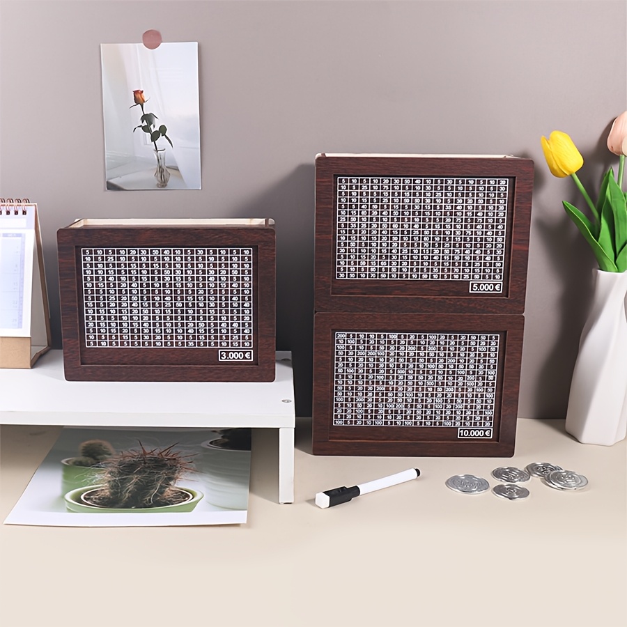 

1pc Retro Fashion Trendy Wooden Brown Penny Bank Wooden Penny Bank Coin Saving Box