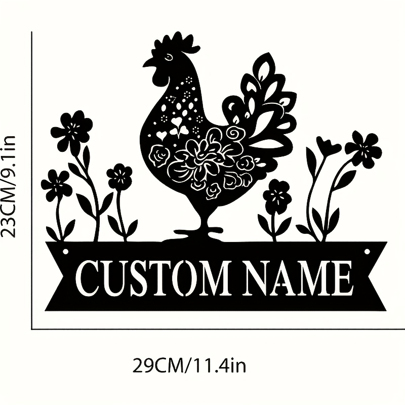 TEMU Customizable Vintage Metal Chicken Coop Sign - Personalized Farmhouse Decor, Wall Art For , Versatile Retro Style, No Power Required, For Coop