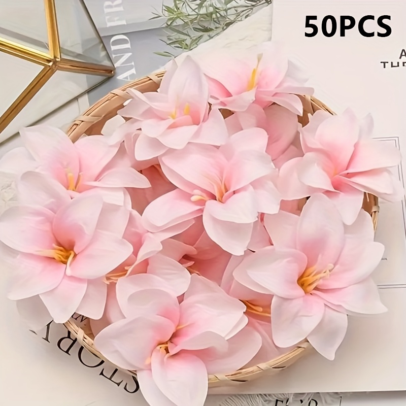 50pcs Artificial Lily Flowers Heads, Suitable For Diy Wedding, Home Decorations, Party Flower Garlands, Craft Flowers