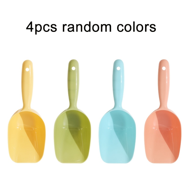 4pcs Random Color Colorful Plastic Shovels | Multi-functional Scientific Design, Suitable For Pet Feeding & Cleaning, Kitchen, Garden, Beach, Outdoor Tools