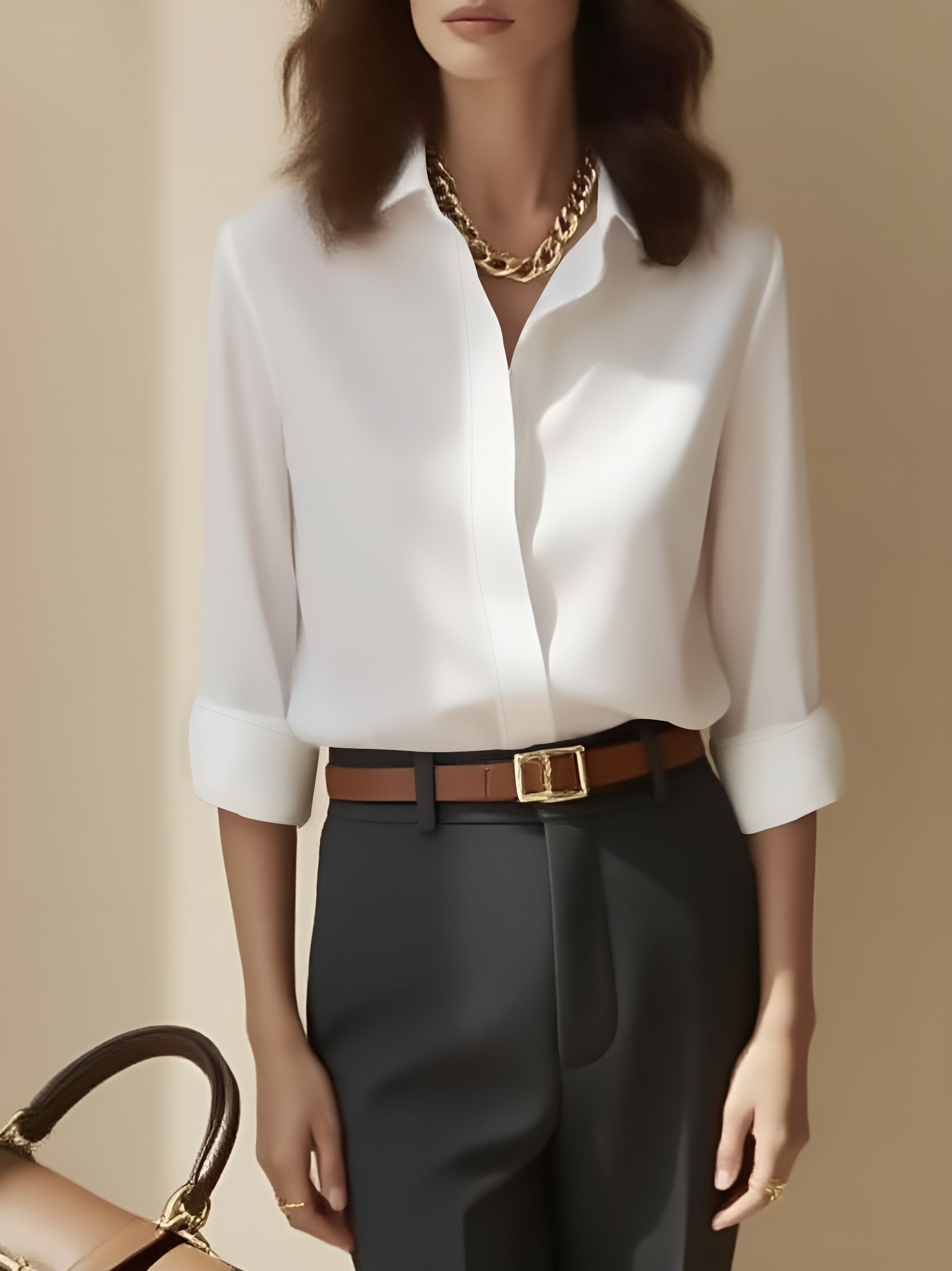 item picture solid color womens shirt professional formal dress shirt long sleeve commuter shirt for daily wear and interviews