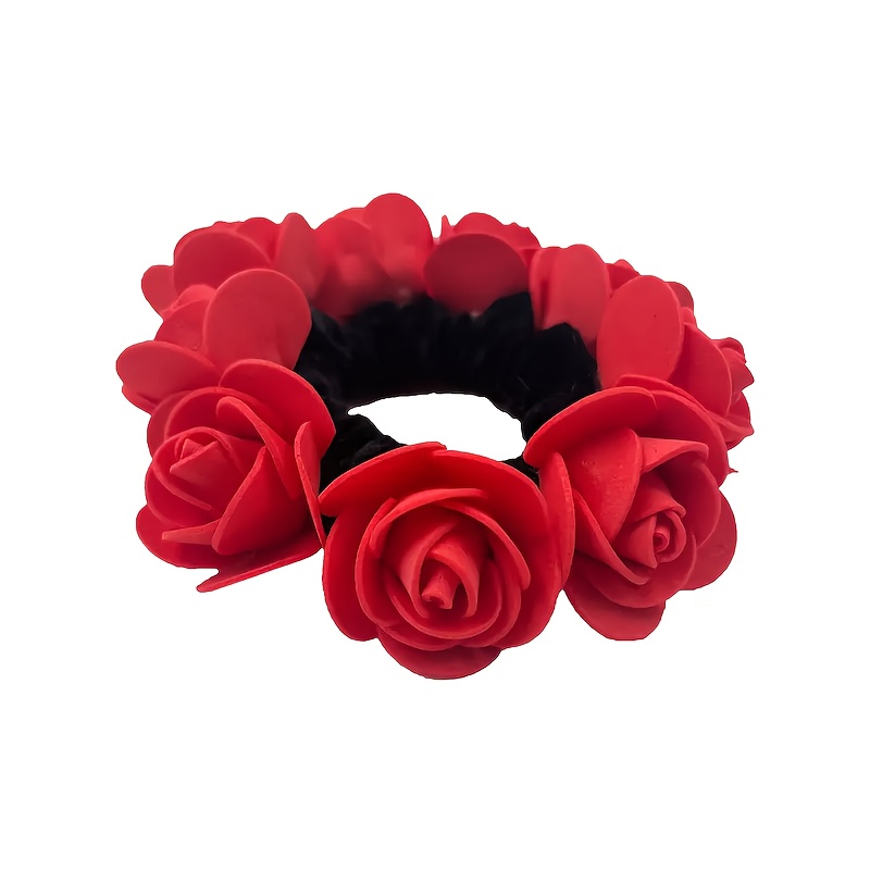 Elegant Rose Flower Decorative Hairband, Elastic And Anti-slip, Suitable For Women' Use As A Ponytail Holder