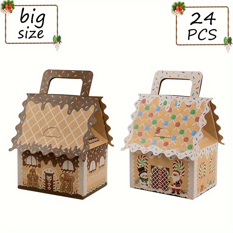 24pcs Gingerbread House Christmas Treat Boxes - Mini Party Favorfor , Weddings