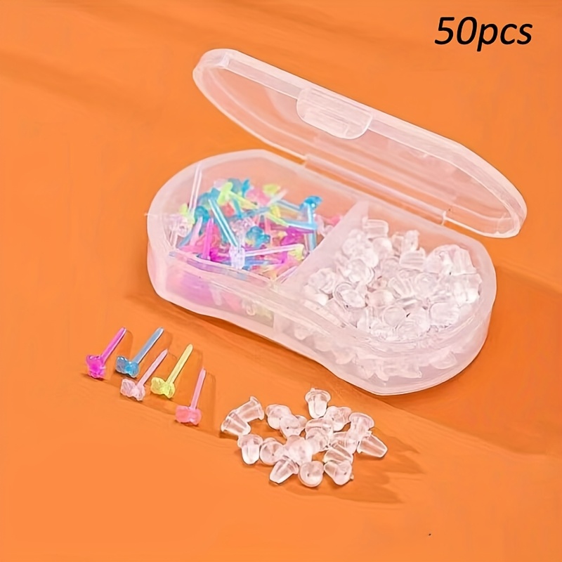 

Colorful Bear Invisible Ear Wand Ear Piercing Anti-inflammation Sleeping Without Removing Anti-clogging Ear Bone Nail (50pcs With Ear Plugs + Double Compartment Box)