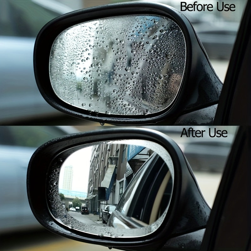 2-Pack PVC Anti-Fog Mirror Protective Film Stickers, Waterproof Rainproof Clear Vision Shield for Vehicle Side Mirrors, Auto Exterior Accessory