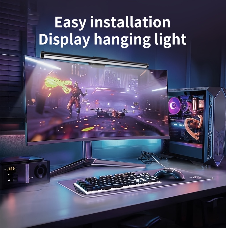 AMILL Smart Monitor Light Bar with RGB Backlight, Computer Display Light, LED Key-Controlled Gaming Screen Light, No Screen Glare, Eye Protection for Home Office