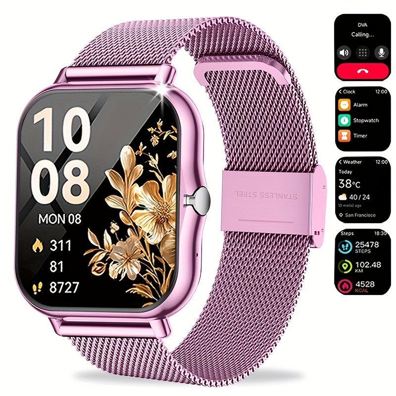 Montre Connectée Compatible Android & iPhone avec Appels Sans Fil, Écran Tactile Intégral, Plus de 100 Modes Sportifs, Boîtier en Alliage, Téléphone Sans Fil Adapté aux Hommes et Femmes, Tracker de Fitness Cadeau pour Smartphone iPhone/Android