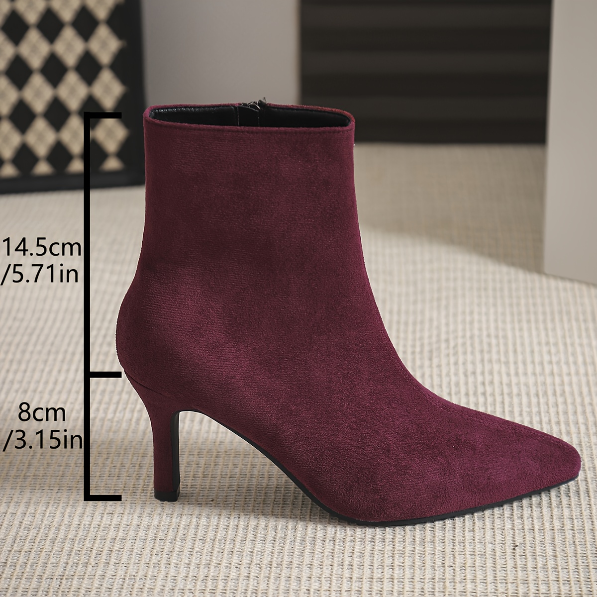 Pointed Toe Ankle Boots with Inner Fleece Warm Lining