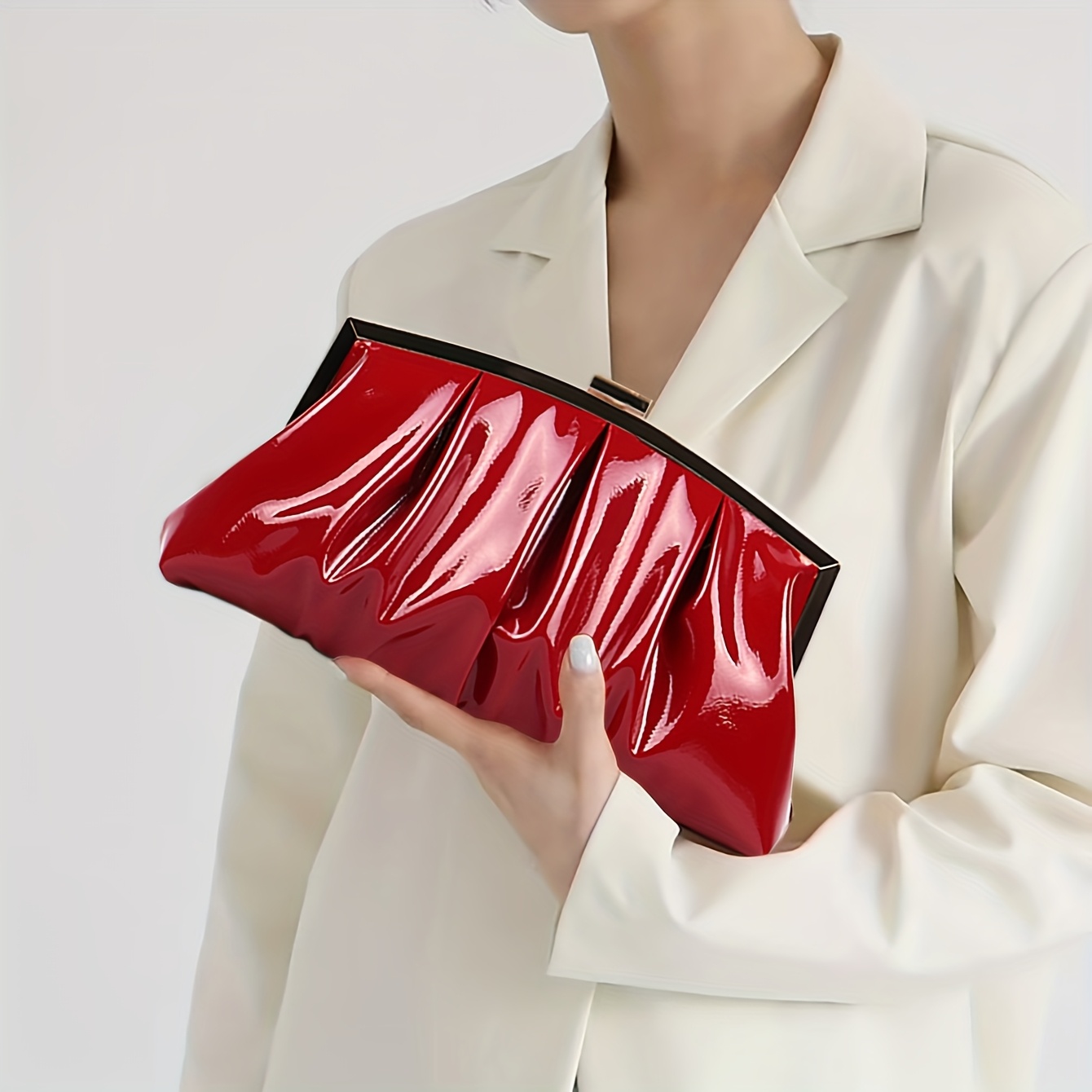 elegantn erven zavinovac kabelka - leskl patentovan uml ke, ideln pro veern party, svatby a speciln pleitosti, ideln drek pro dmy, veern doplnk | raffinovan kabelka | hladk 0