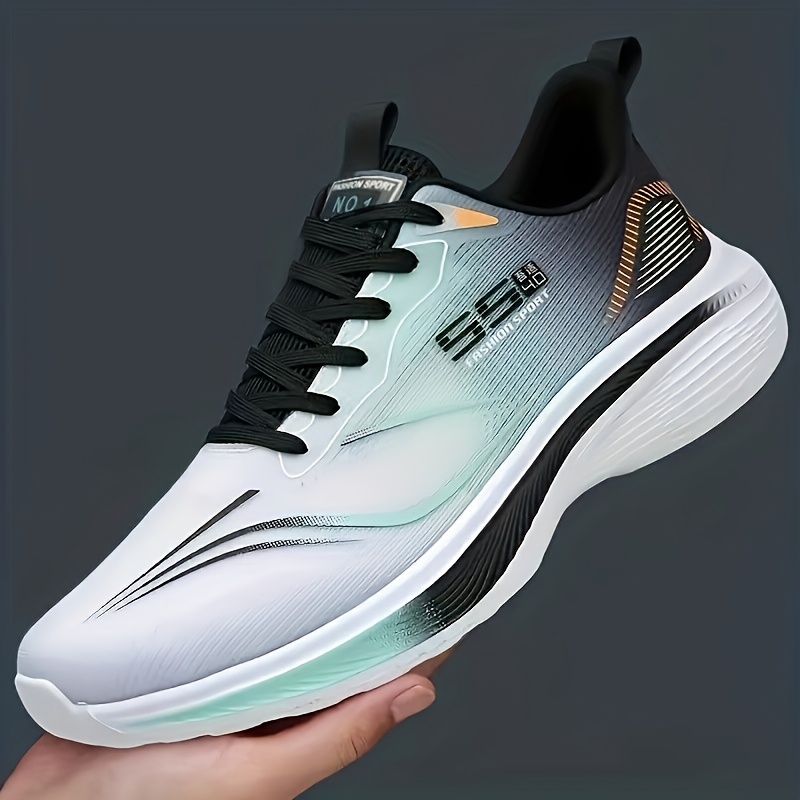TEMU [sneakers] Men's Road Running Shoes, Men's Thick Sole Cushioning Casual Athletic Shoes, Breathable Mesh Gradient Colorway Running Shoes, Lace-up