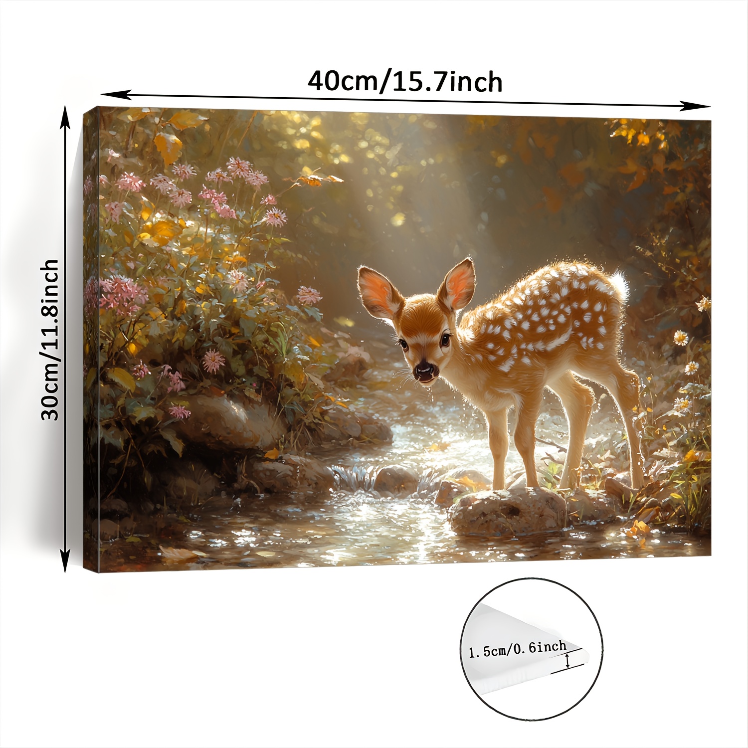 TEMU Art sur Toile Cerf au Soleil - Décoration Murale Encadrée en Bois pour Salon, Chambre, Cuisine | Décoration Parfaite & | Cadeau de Noël Idéal,