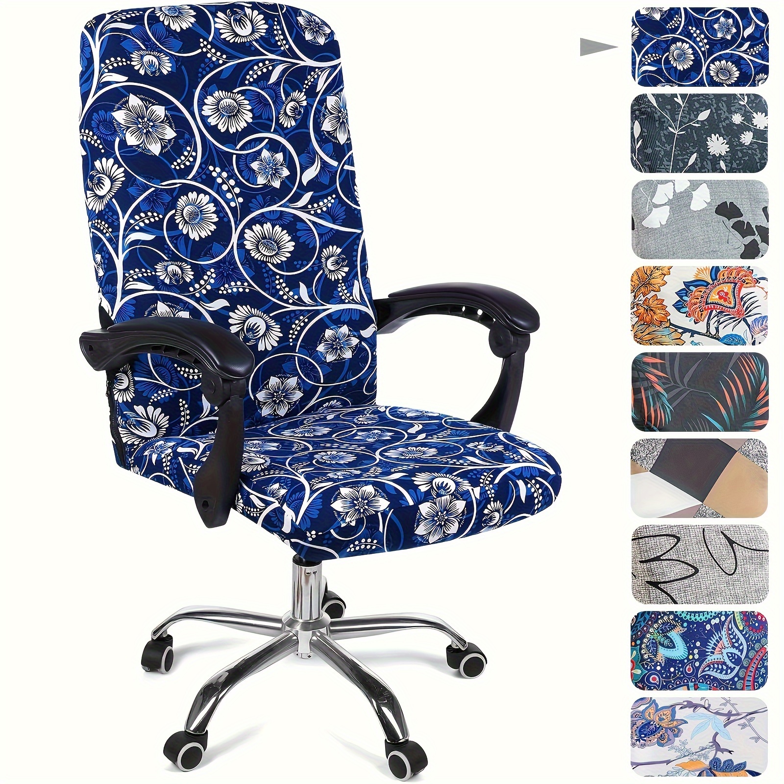 

1pc Office Chair Cover With Zipper, Printed Washable Stretchable Desk Chair Cover, High Back Computer Chair Cover, Office Chair Seat Slipcover