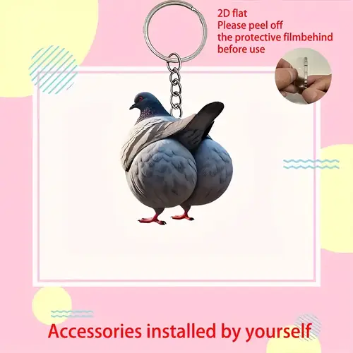 2d flat 1pc 2d flat acrylic keychain bird car charm backpack pendant unique gift for easter mothers day fathers vehicle decor decor car keychain accessory design detailed 2d flat