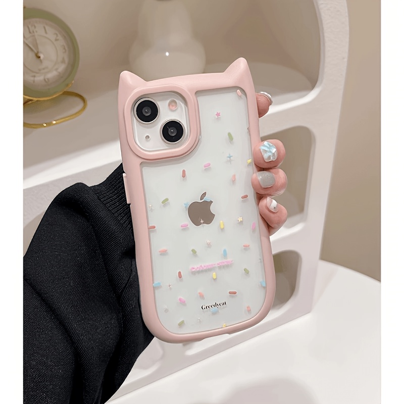 TEMU Funda para Teléfono - 1pc Funda Transparente de Acrílico con Gato en Forma de Gatito Adecuada para Apple iPhone 11/12/13/14/15/16 iPhone