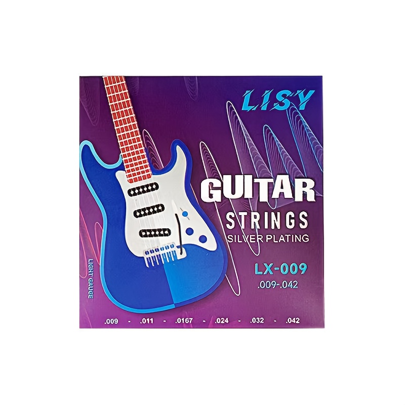TEMU Jeu de Cordes pour Guitare Électrique Professionnelle, Fils d'Acier Revêtu avec Enroulement en Alliage Nickelé, 6 pièces/Set, Son Clair et Pitch