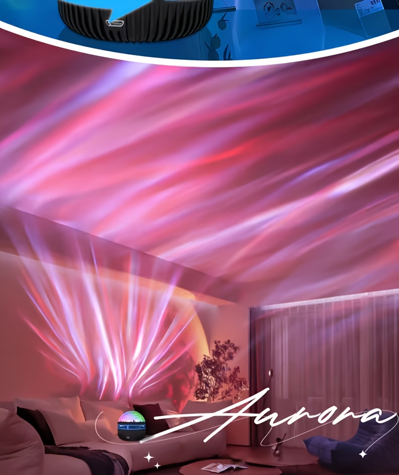 RGB Multicolor Ajustabil Efect Aurora, Potrivit pentru Decorarea Dormitorului și a Tavanului, Materiale de Înaltă Calitate și Măiestrie Exquisită, Perfect pentru Living, Camping, Nuntă și Decor Tavan Petrecere, Cadou Surpriză Ideal de Ziua de Naștere