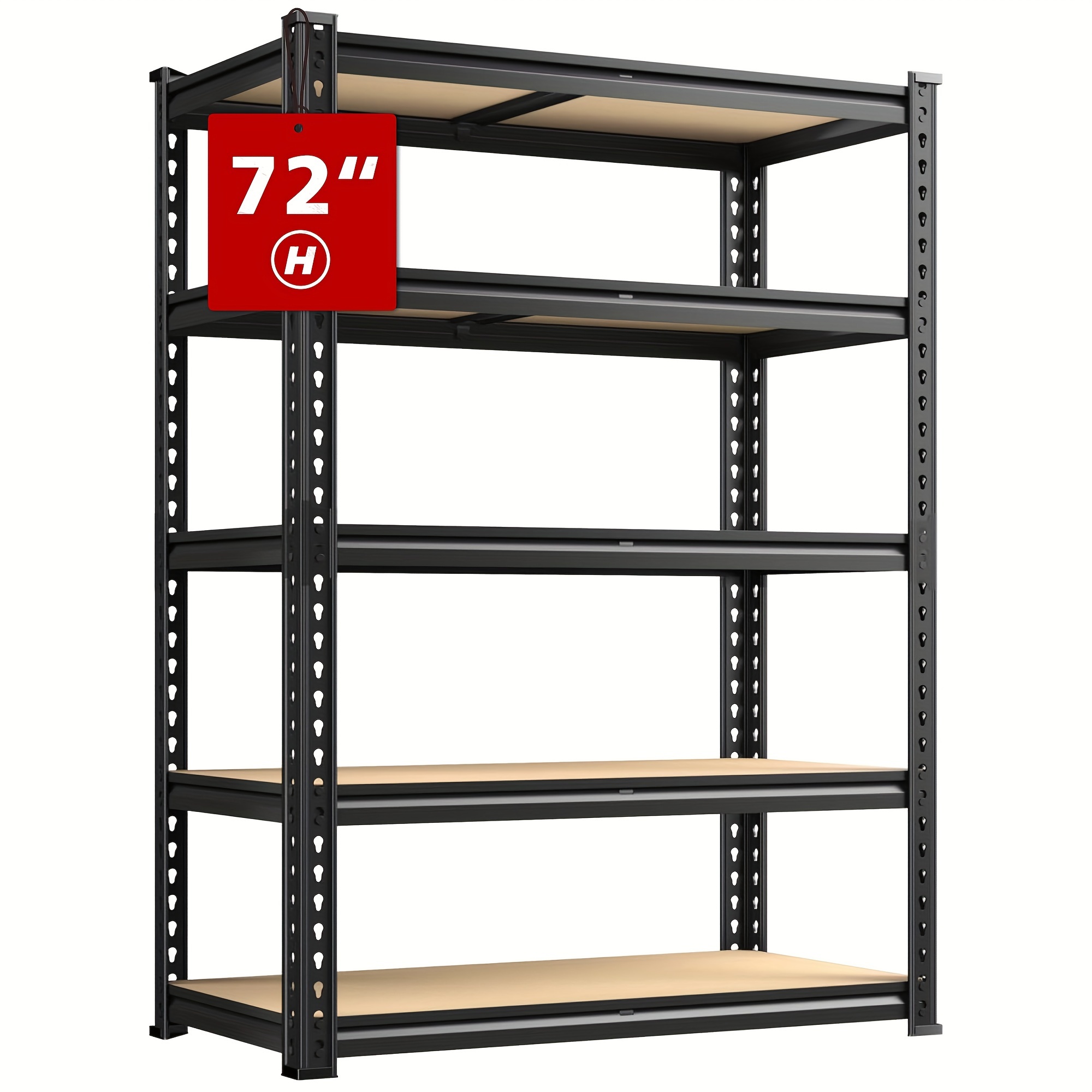 

35.51" W X 11.89"d X 72"h Storage Shelves Garage Shelving 5 Tier Utility Rack Shelf, Adjustable Garage Shelves, Galvanized Steel Shelving Units For Pantry Kitchen, Black