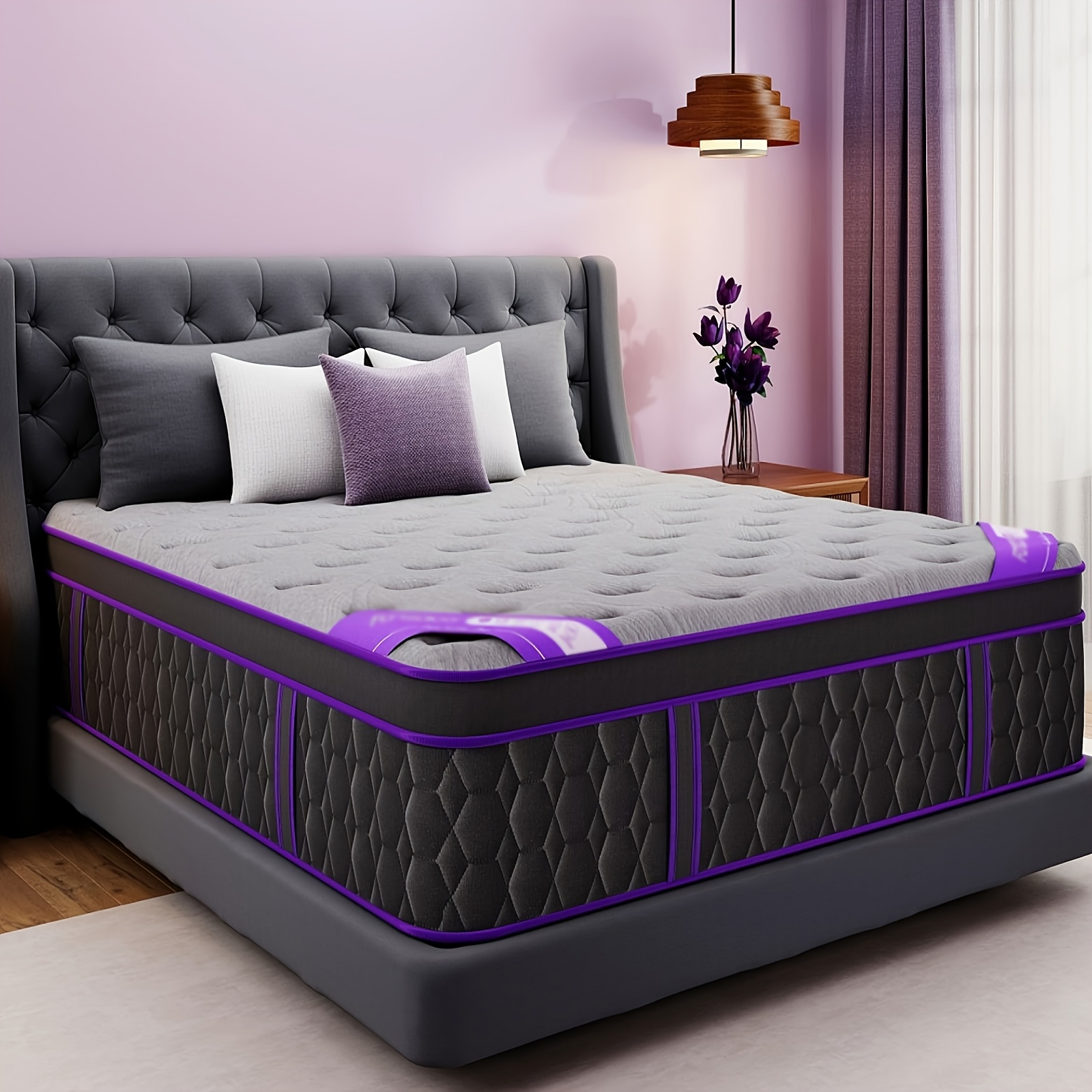 TEMU 10in/12in/14in Twin, Full, Queen, King, Mattress Memory Foam And Spring, Hybrid Mattress, Medium Firmness, Lumbar Support, For Home