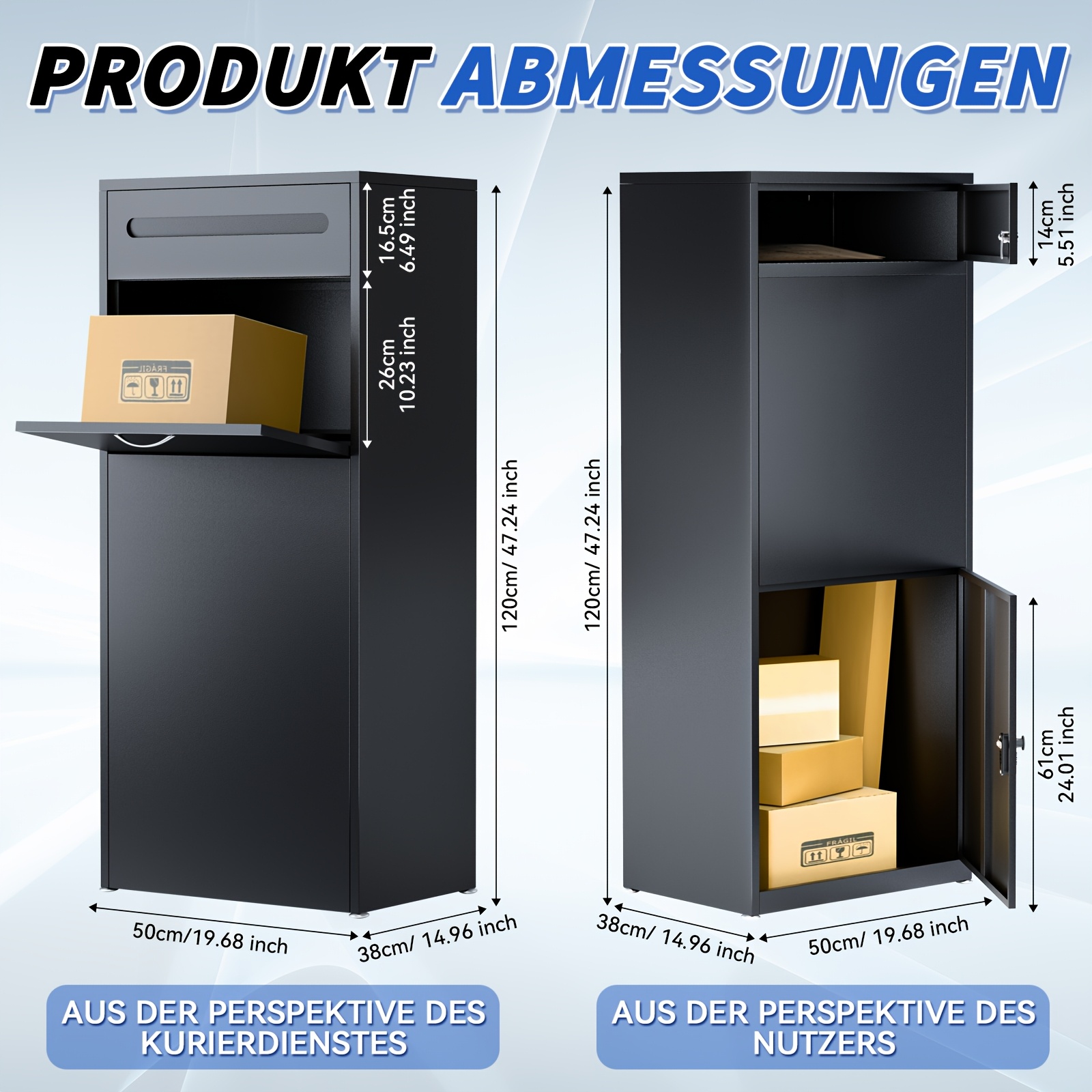 Three-tier Secure Outdoor Parcel Mailbox | Theft-proof With Password Lock, Large Package Envelopes, Freestanding Metal Mailbox For Porch And Garden - Gaonala