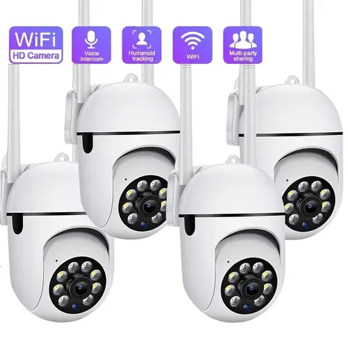 4pcs wifi dome camera system with tracking 4pcs 3mp wireless wifi dome camera system wall hanging indoor use 1440p video android smartphone app control with two way audio 360 degree ptz color night tracking spotlight alarm cloud sd storage non waterproof usb powered 36v motion sensor no battery for