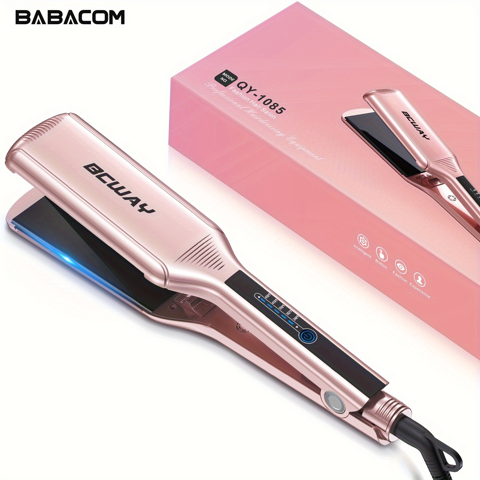 

Dual Straightener & Curler, 1.5" Wide Titanium Plate , Adjustable Temperature 250°f-450°f, Digital Lcd Display, Safety Lock, For All Hair Types