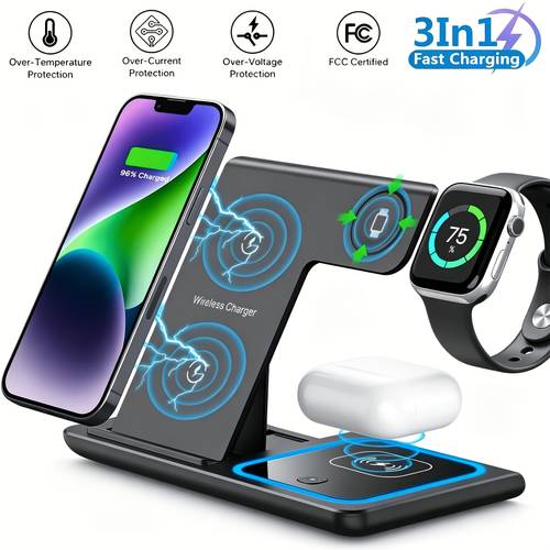 stazione di ricarica wireless per iphone: caricatore 3 in 1 supporto per dispositivi per - iphone 17 16e 16 15 14 pro max 13 12 11 - watch 11 10 6 5 serie ultra - 4 3 pro