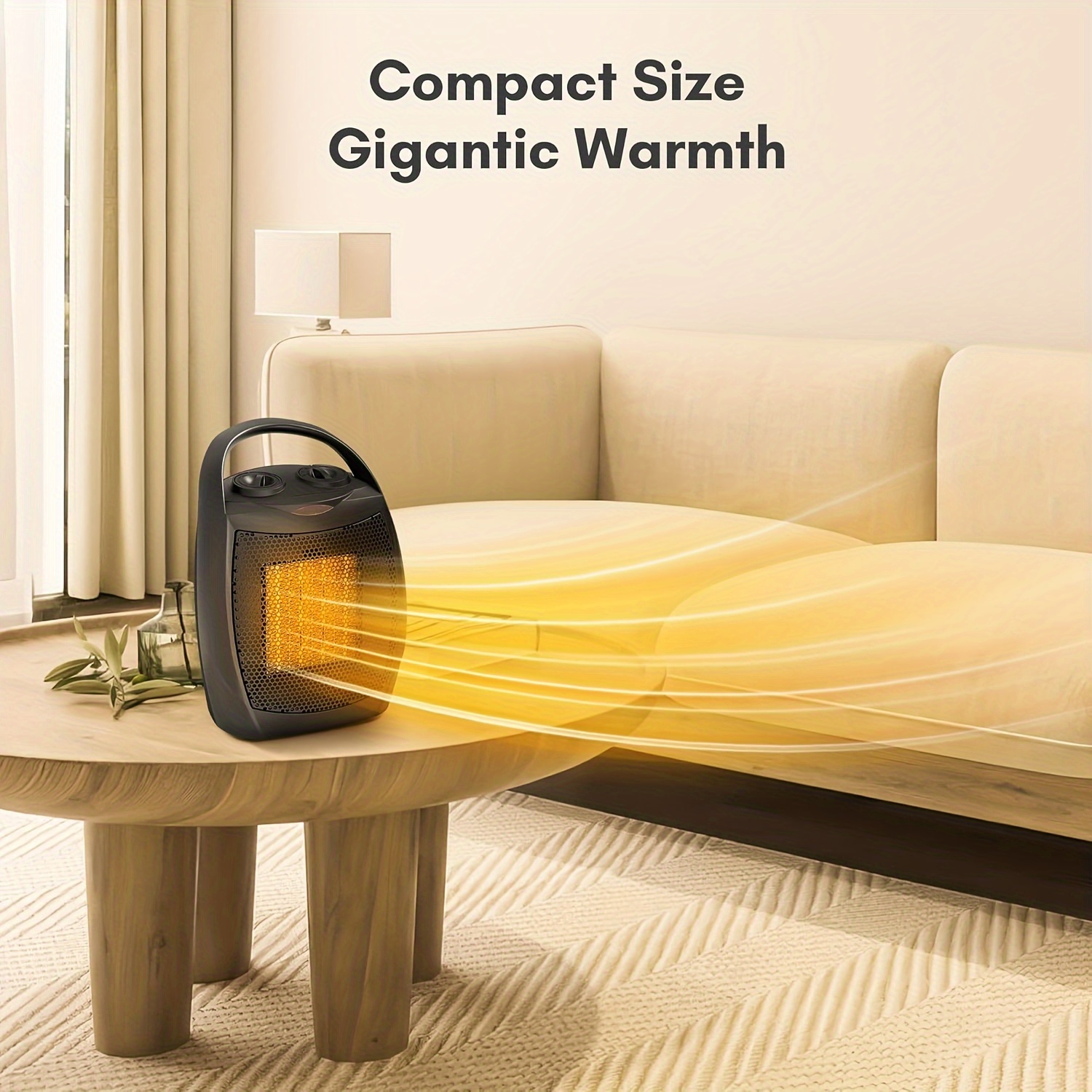 TEMU Portable Electric Ceramic Space Heater For Indoor With Thermostat, Safe And Quiet, Fast Heating Ceramic Room Small Heater With Heating And Fan For Bedroom, Ideal For Cold Weather.