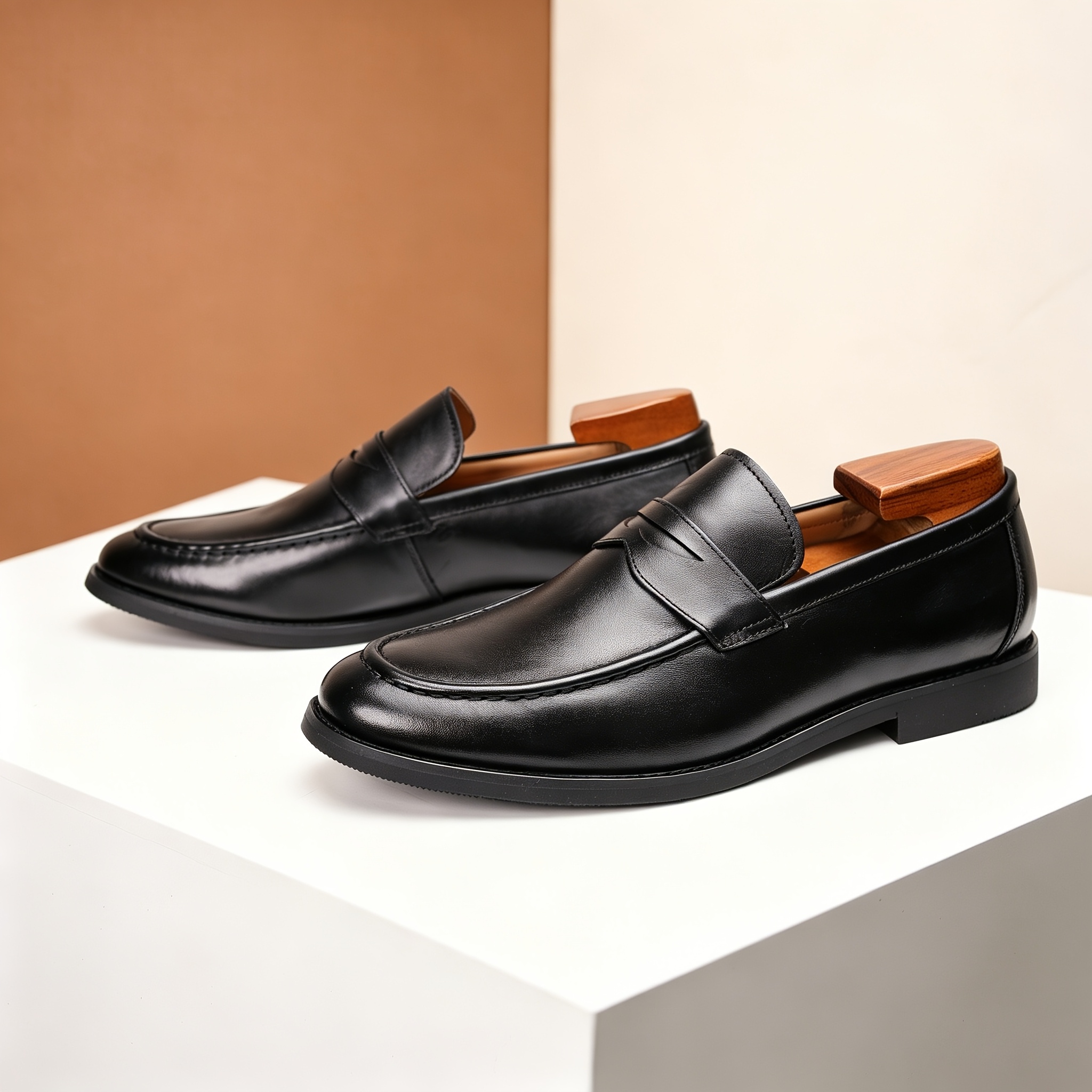 TEMU Men's Penny Loafers, Genuine Leather Dress Shoes, Comfortable Non-slip Sole Formal Wedding Daily Wear Loafers For Men