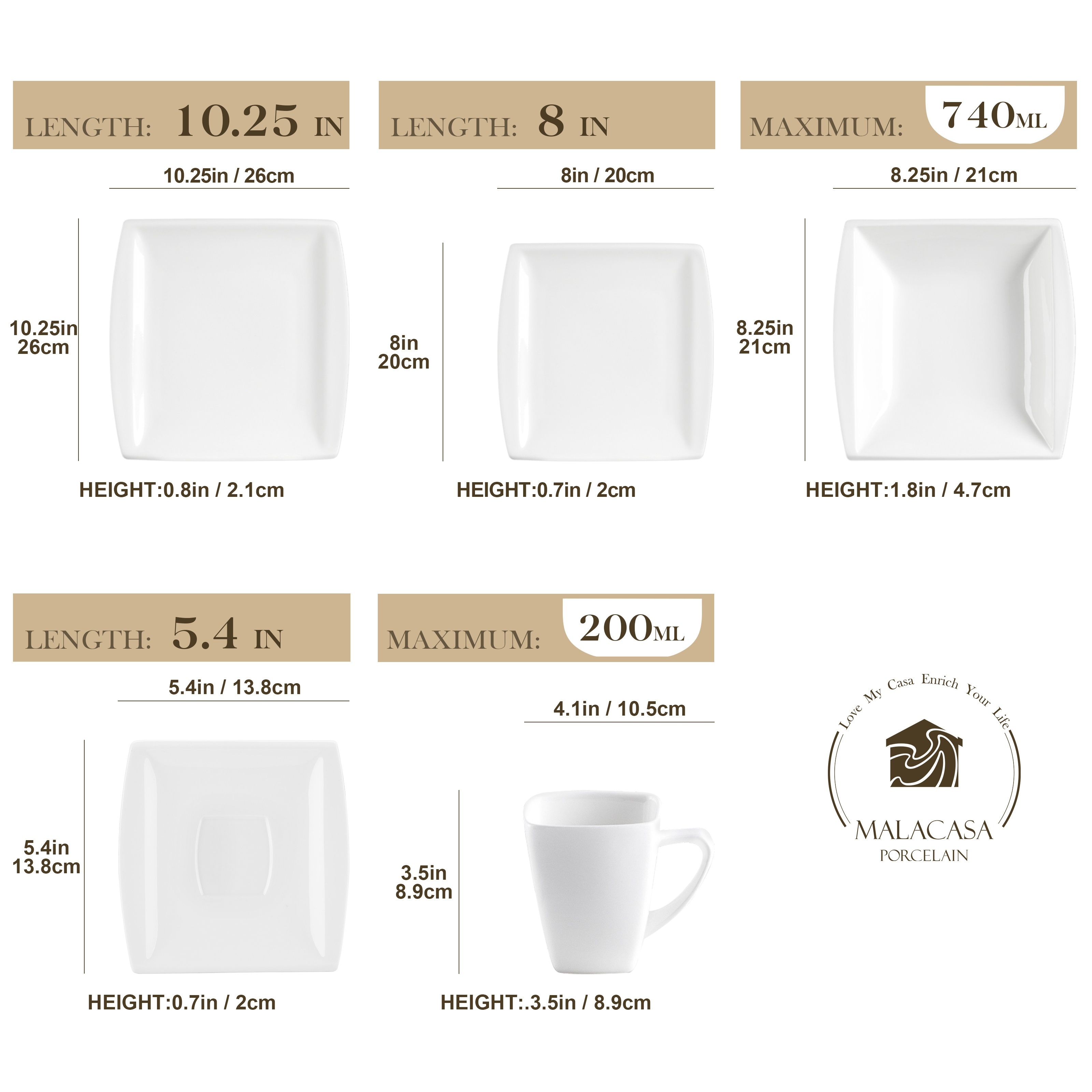E-shop 30-teiliges Dinnerset aus weißem Porzellan, bestehend aus Teller, Dessertteller, Suppentassen, Tassen und Untertassen, für sechs Personen