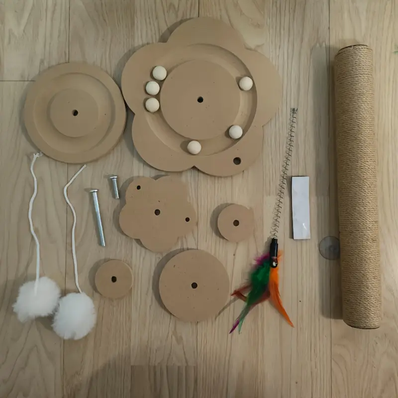 brinquedo para gatos com tábua de arranhar em , de e brincos suspensos de artificiais - multifuncional de arranhadura durável em , sem pilhas necessárias para e exercício interno Detalhes do produto 9