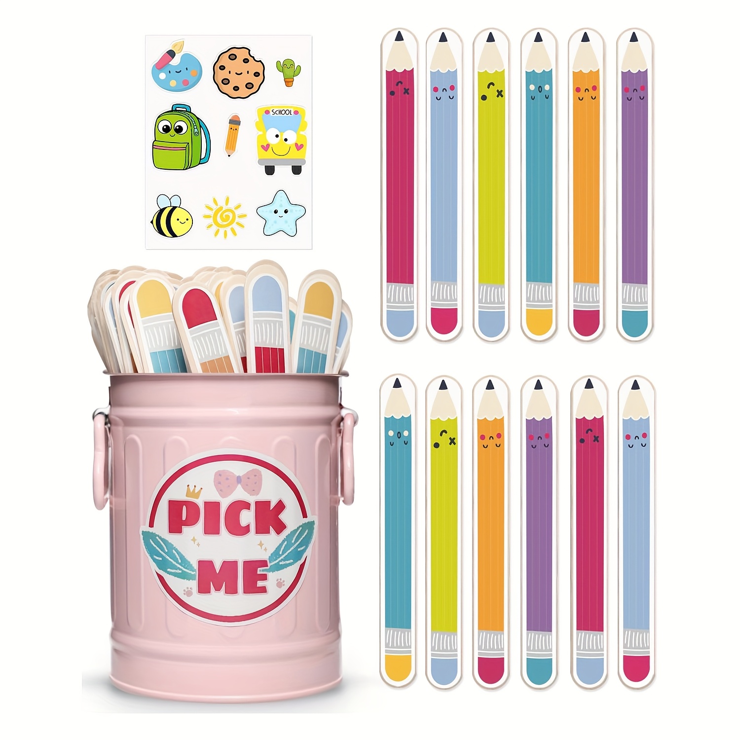 item picture flip name sticks with metal box and sticker 36pcs talking flip name sticks for classroom management   student educational and learning activities pencil