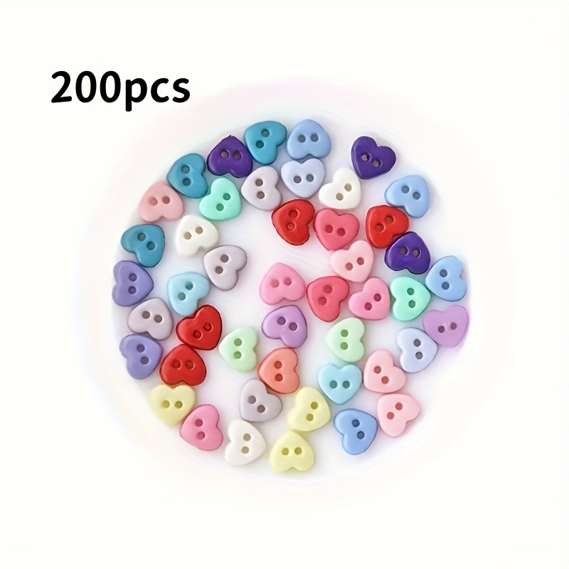 100/200pcs Mini Heart-shaped Resin Buttons, 6mm - Assorted Suitable For Crafts And Doll Clothing Additions, High-quality Durable Resin, Perfect For Sewing, Knitting, And