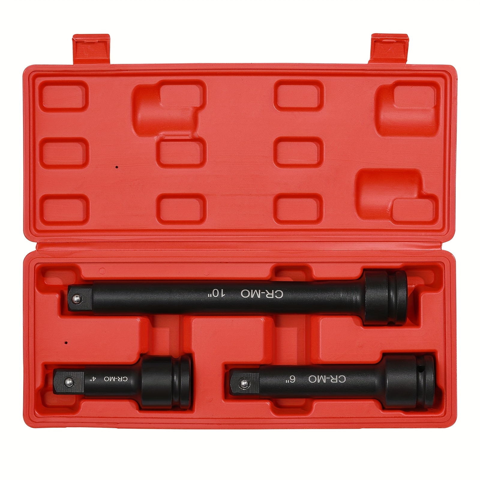 Image of 3/4" Drive Impact Extension Bar, 3pcs(4", 6", 10"), Cr-, With A Storage Case, Impact Wrench Extensions, Cr-mo, Expand The Range Of Impact Drivers