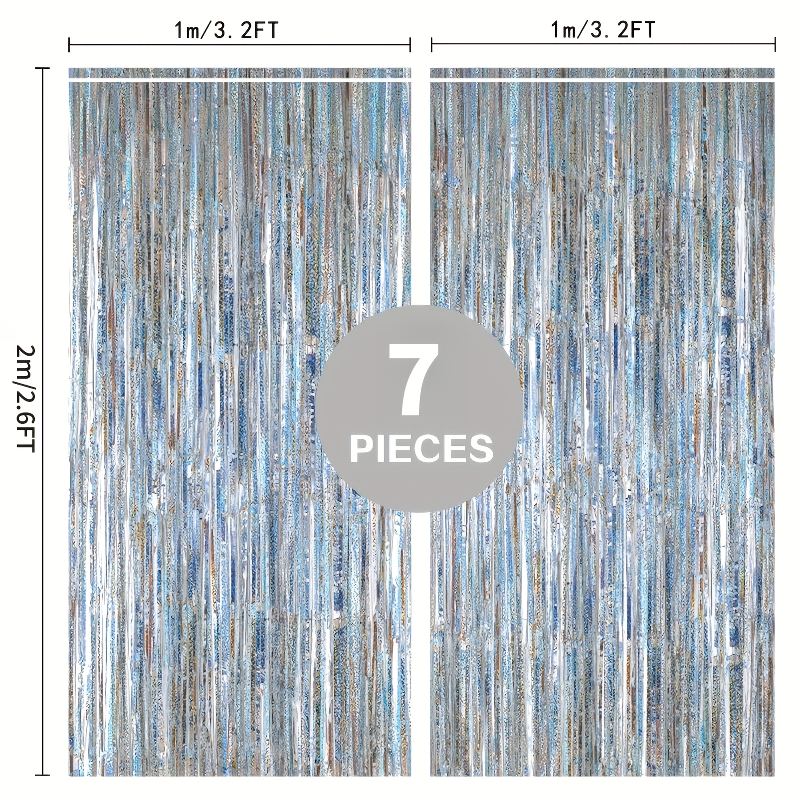 2d-flach, 7-teiliger hintergrund mit metallischen quasten-girlanden,   für geburtstag, abschlussfeier, junggesellinnenabschied, brautdusche-hintergrunddekoration