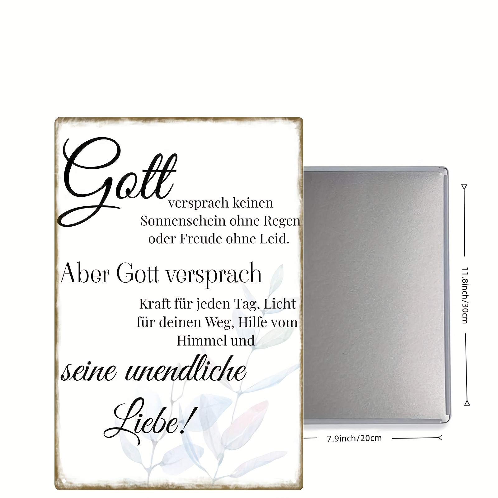 TEMU 2d Flat, [2d Flat] 1pc 2d Flat Metal Iron Wall Plaque | 20.32x30.48cm Inspirational Religious Sign With German & English Scripture, Durable
