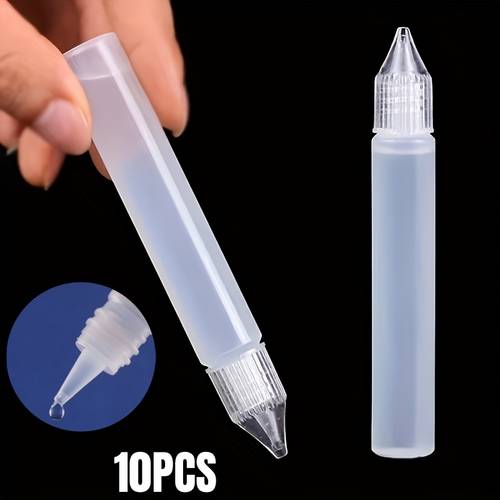 10pcs Clear Plastic Applicator Bottles with Precision Tip - Tight-Seal Caps, for Crafting, Scrapbooking, Quilling, Jewelry Making - Ideal for Beginners & Professional Artists, Scrapbooking Tools, Squeeze , Smooth Dispensing, Craft Containers, DIY Enthusiasts