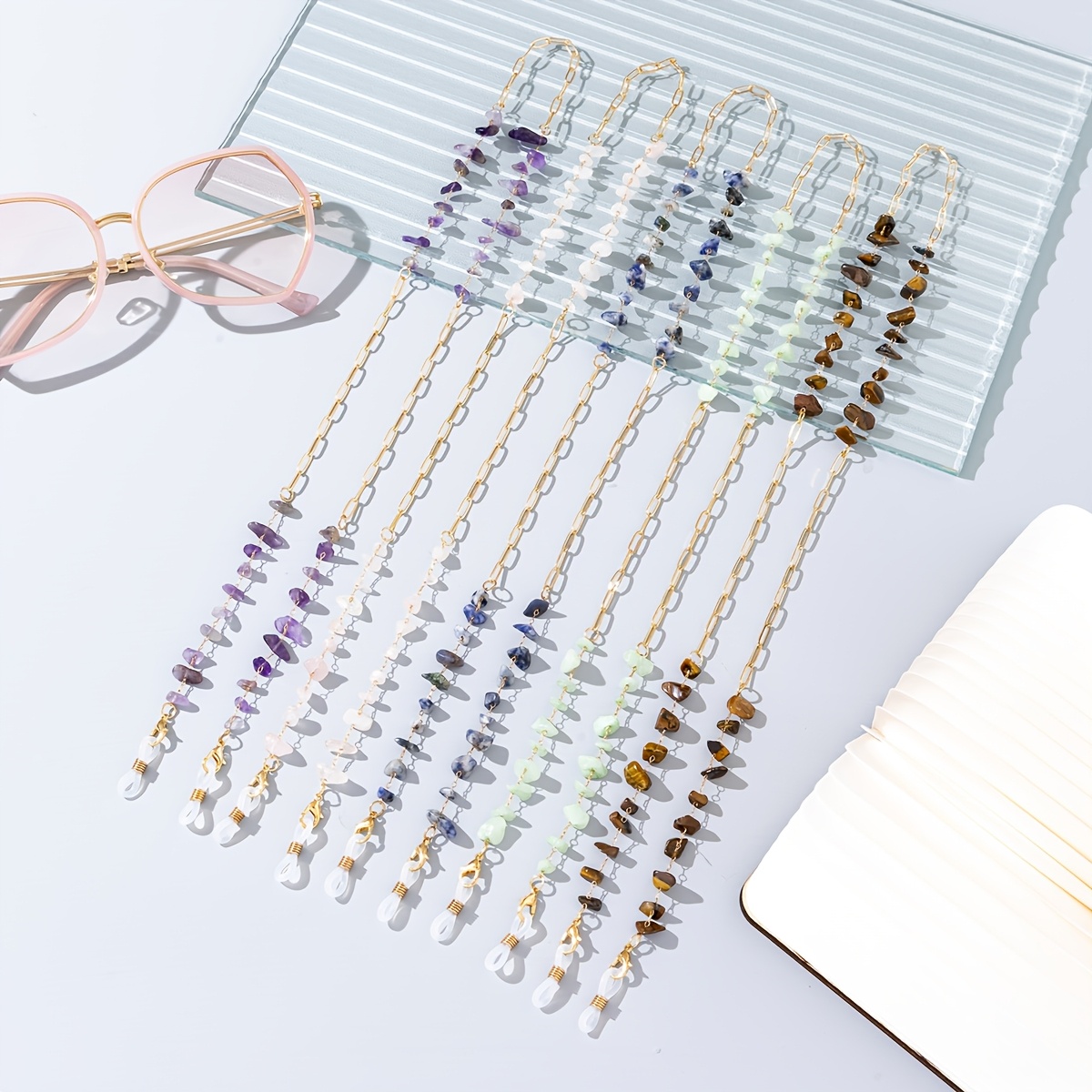 

1 Chaîne de Lunettes de Style Bohémien - Lanière de Lunettes avec Perles de Pierre Colorées, Accessoire pour Femmes pour Toute , Porte-Lunettes Mignon