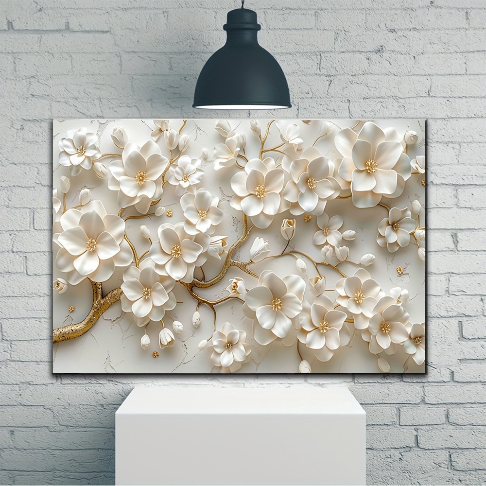 

1pc 2d Wooden Framed Canvas Painting Flowers Wall Art Prints For Home Decoration, Living Room, Bedroom, Festival Party Decor, Gifts, Ready To Hang