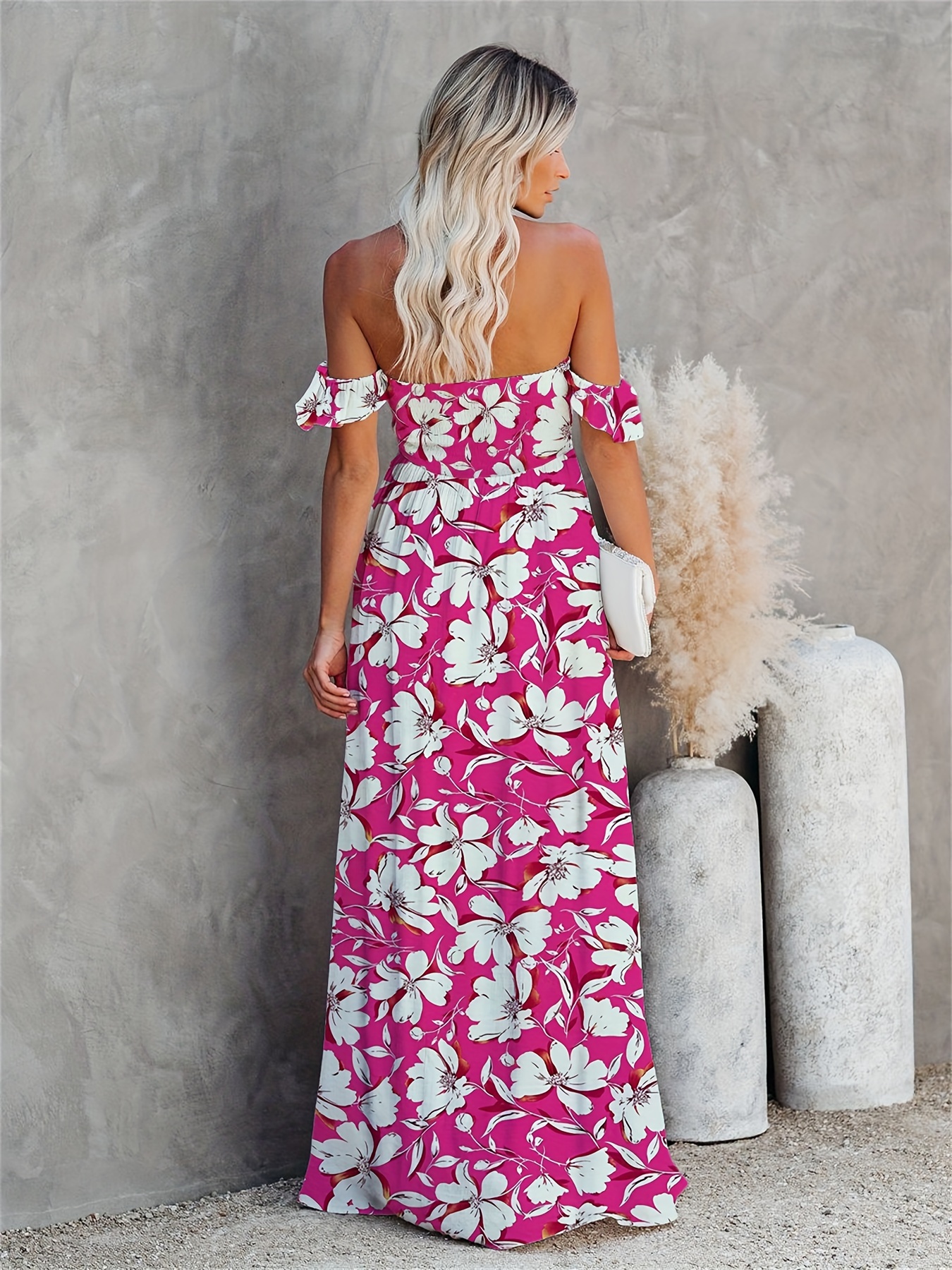 Elegante Vestido De Manga Corta Estampado Floral Con Hombros | Meses