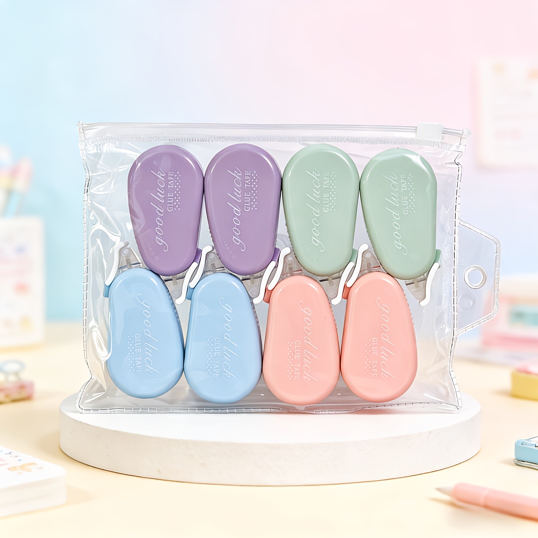 TEMU Set Of 8 Minimalist Mini Double-sided Tape - Featuring Strong Stickiness, Smooth Application, And No Residue - Ideal For Office And School Use,